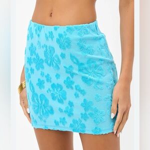 Frankie’s Bikinis - Windward Terry Mini Skirt - Blue Isle - Size: Large